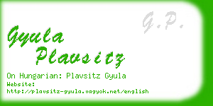 gyula plavsitz business card